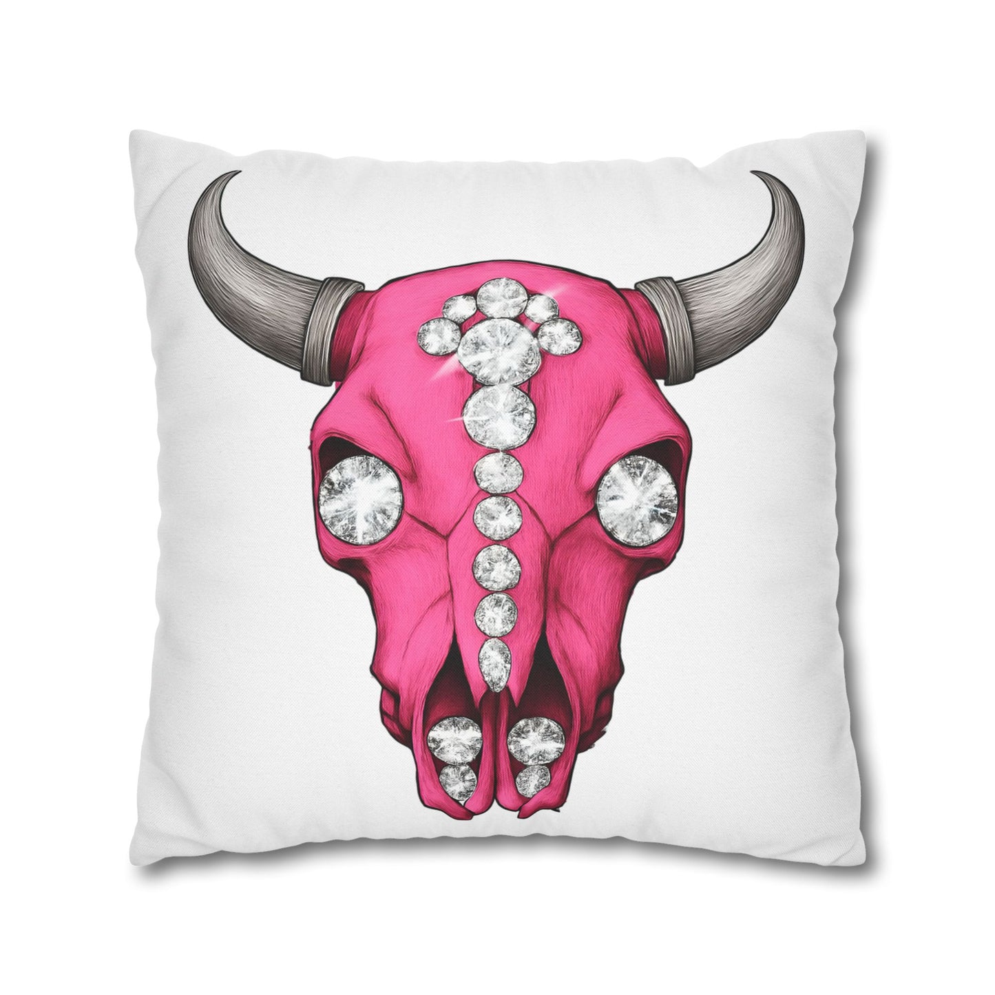 Stylish Pink Skull Pillowcase - Chic Home Decor, Western Vibe, Gifts for Cowgirls, Unique Accent for Living Room, Decorative Cushion Cover