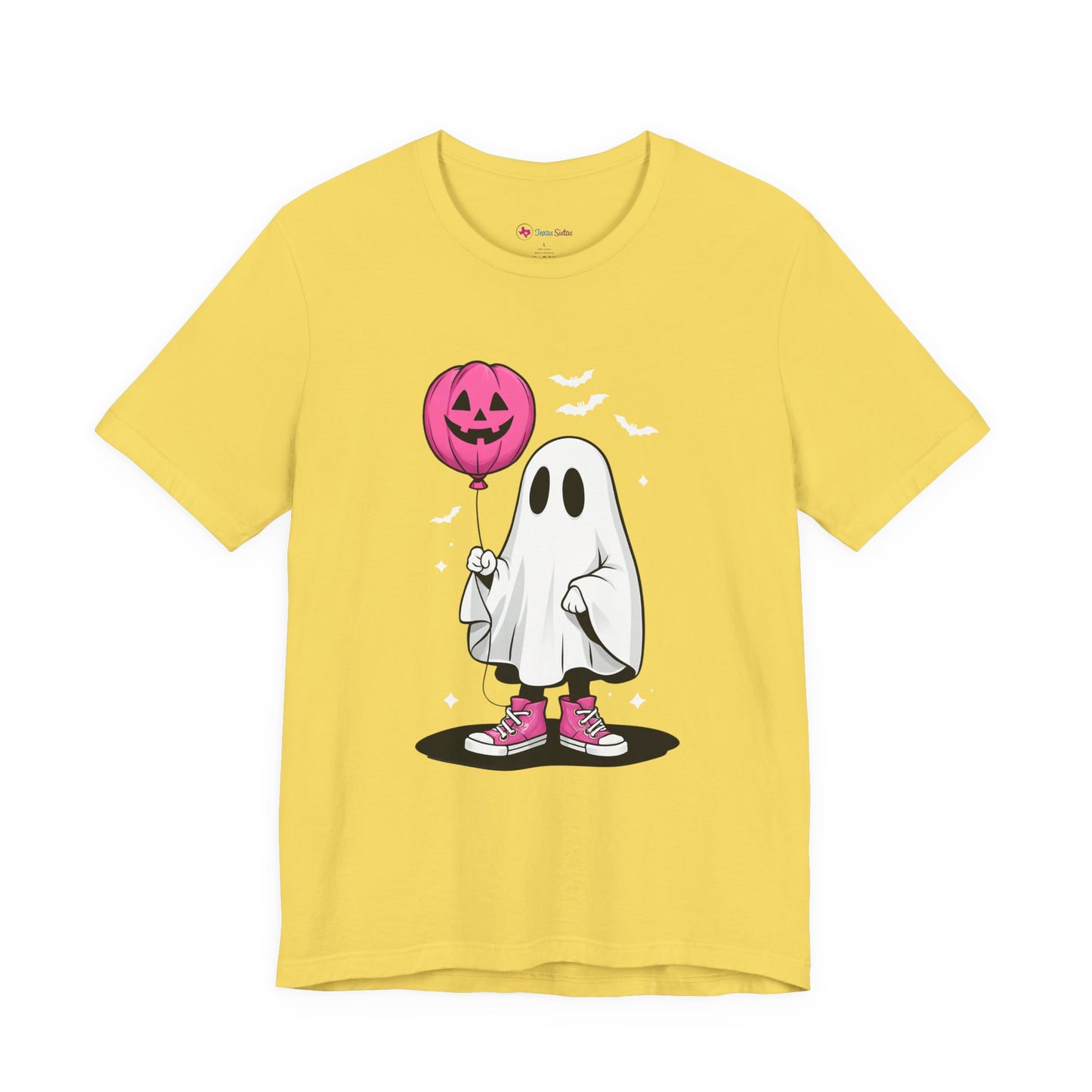 Ghost Tee with Pink Hightops and Pumpkin Balloon