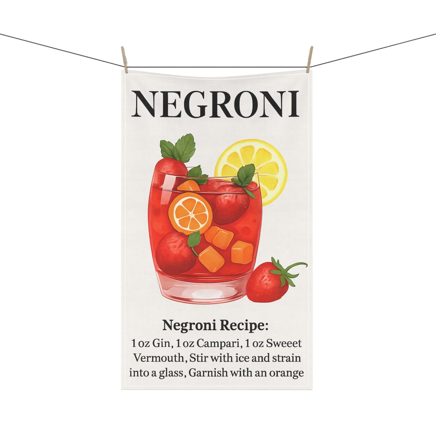 Negroni Recipe Tea Towels - Stylish Cotton Kitchen Towels for Cocktail Lovers