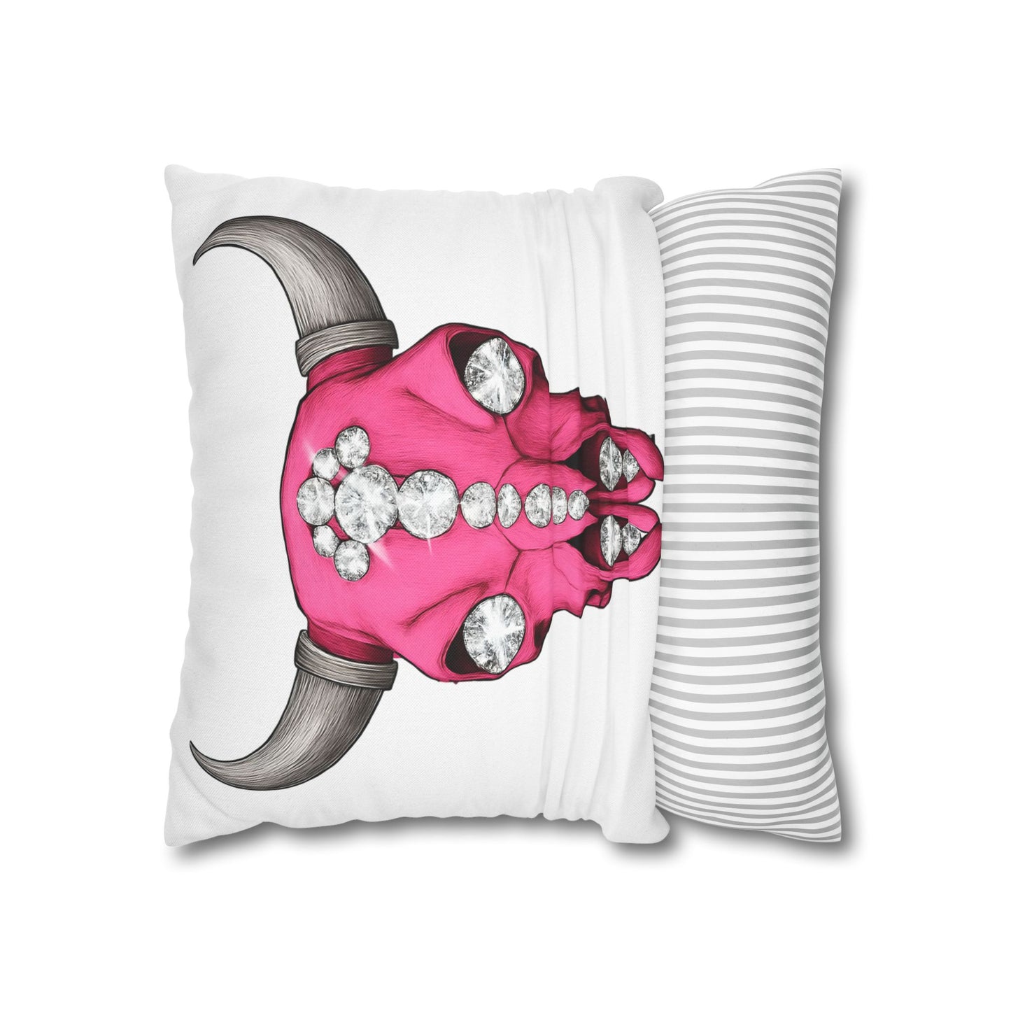 Stylish Pink Skull Pillowcase - Chic Home Decor, Western Vibe, Gifts for Cowgirls, Unique Accent for Living Room, Decorative Cushion Cover