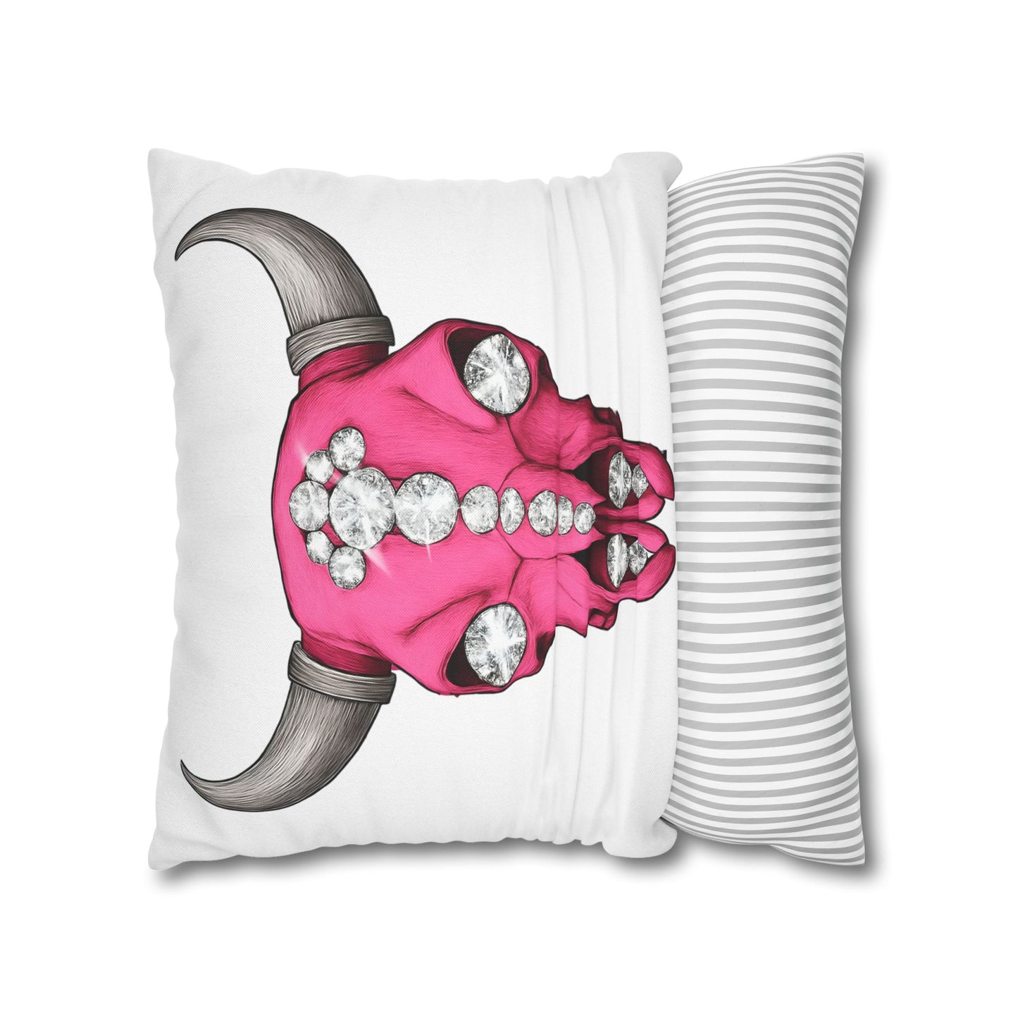 Stylish Pink Skull Pillowcase - Chic Home Decor, Western Vibe, Gifts for Cowgirls, Unique Accent for Living Room, Decorative Cushion Cover