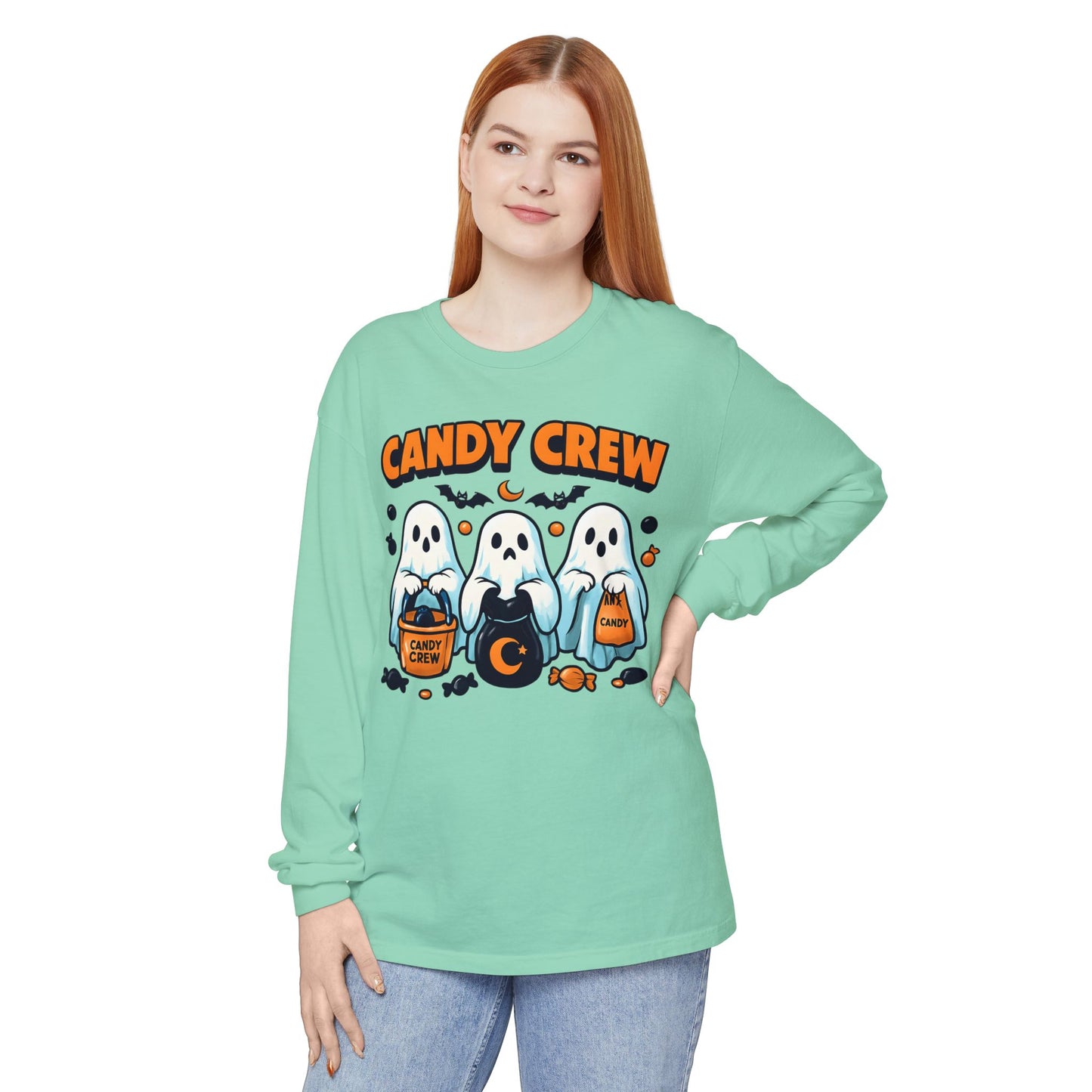 Halloween Ghosts Candy Crew Long Sleeve T-Shirt