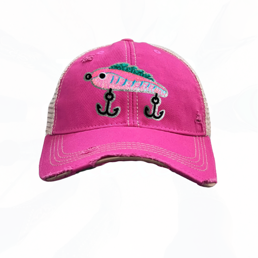 Sequinned Fishing Bait Hook Trucker Hats - Fun Colors