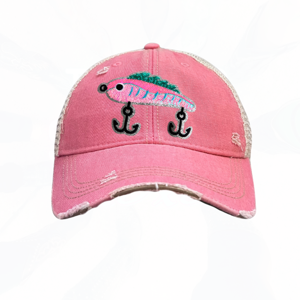Sequinned Fishing Bait Hook Trucker Hats - Fun Colors