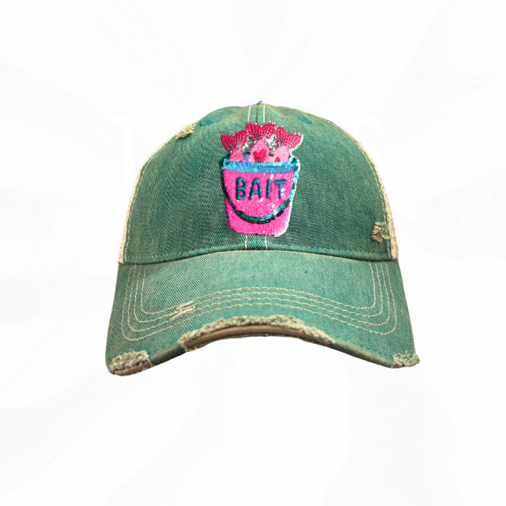 Sequinned Fishing Bait Bucket Trucker Hats - Colors
