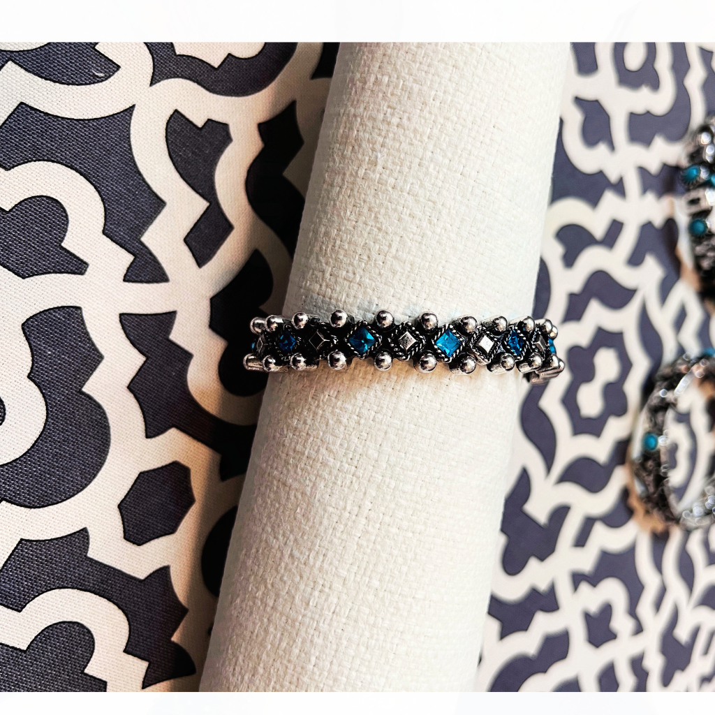 Silver & Turquoise BLING Stretch Bracelet