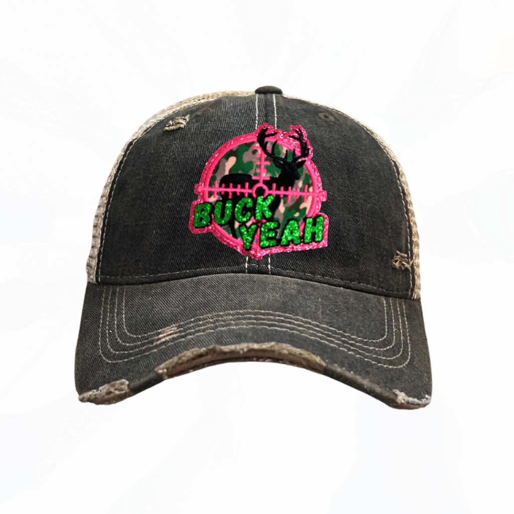 Glitter BUCK YEAH Hunt Trucker Hats - Fun Colors