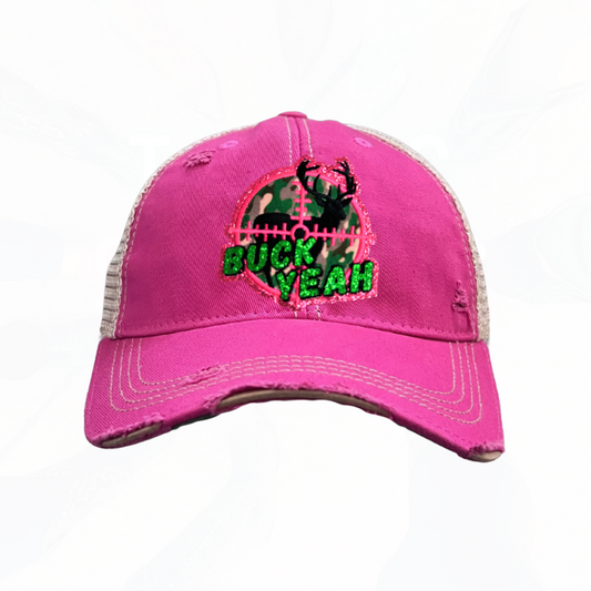 Glitter BUCK YEAH Hunt Trucker Hats - Fun Colors