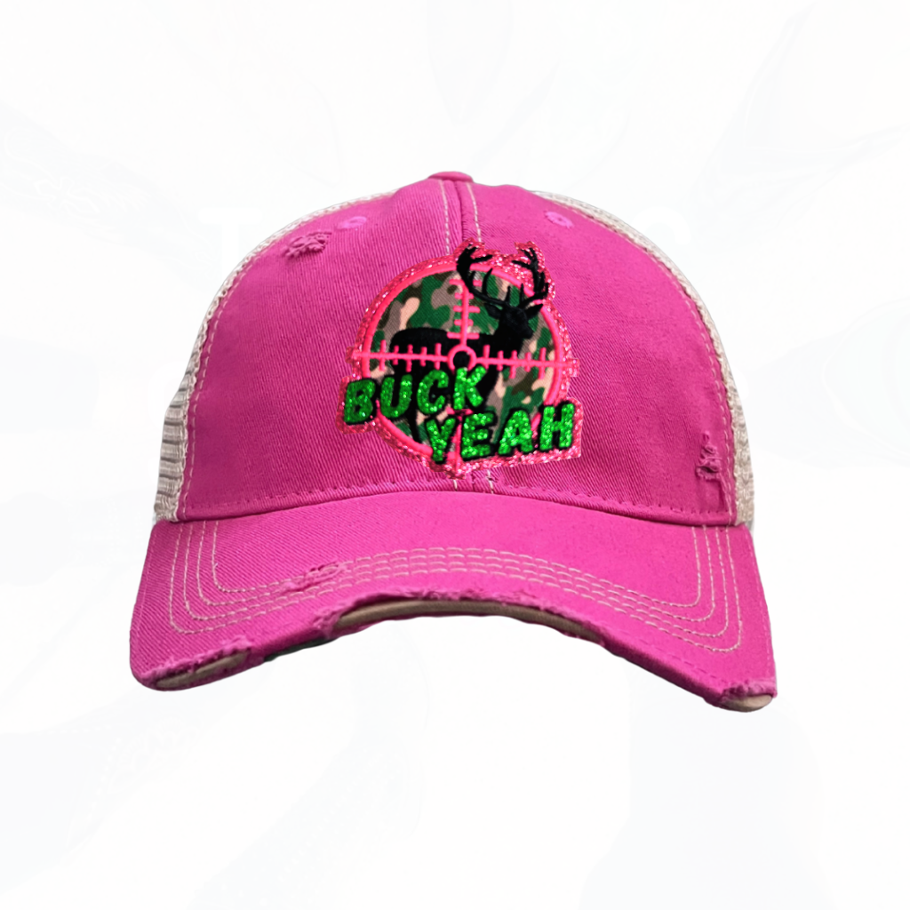 Glitter BUCK YEAH Hunt Trucker Hats - Fun Colors
