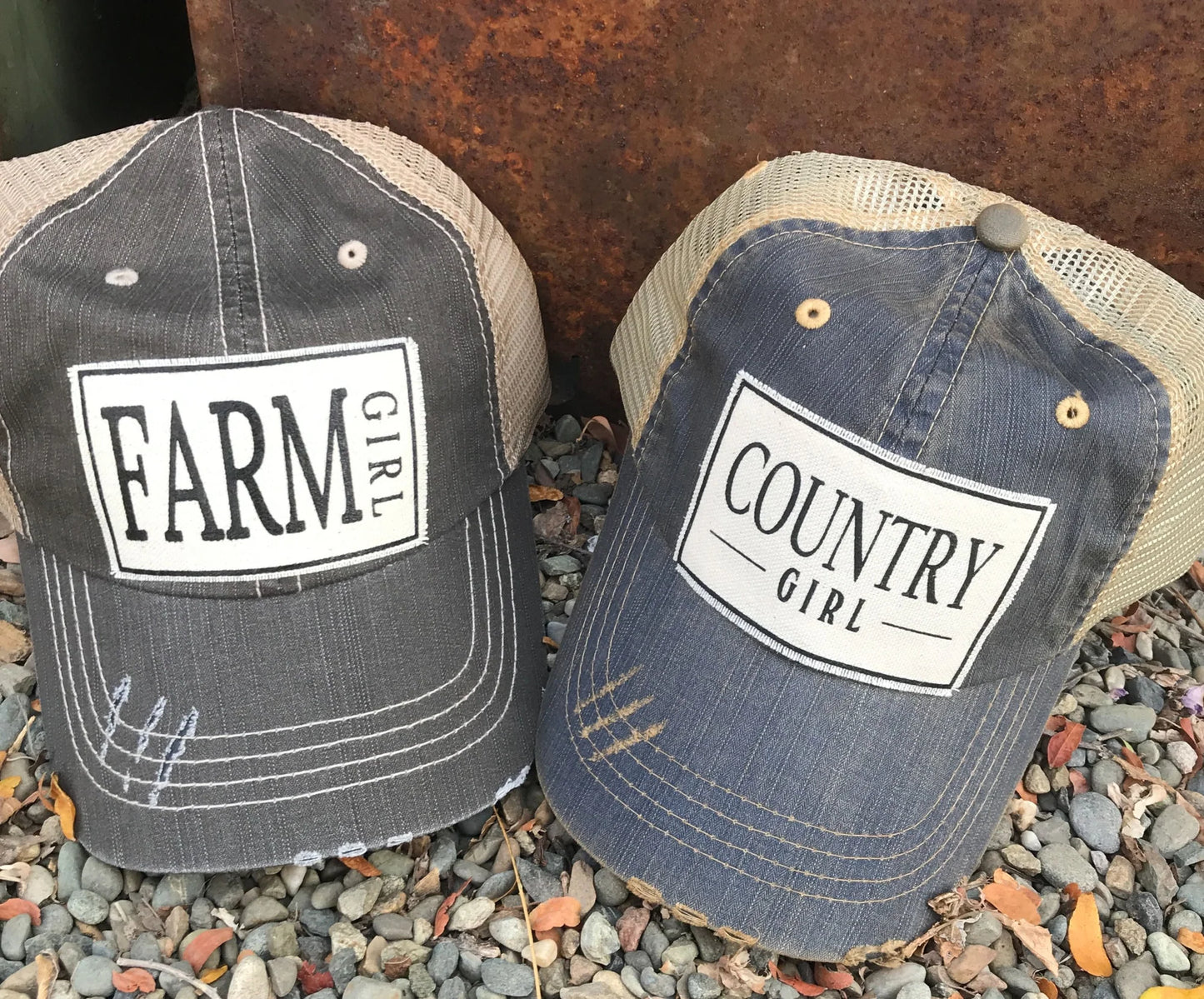 Country Girl Distressed Trucker Hat