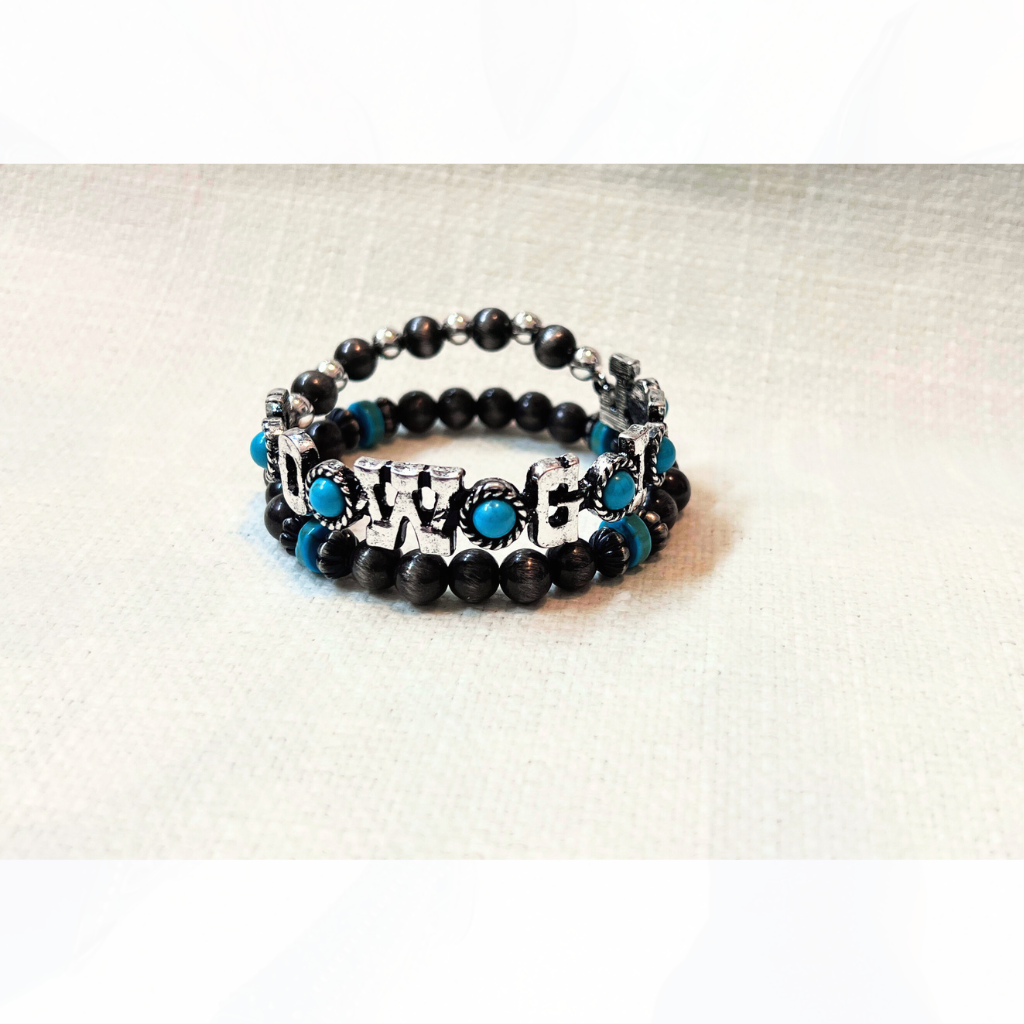 Silver & Turquoise COWGIRL Stretch Bracelet Set