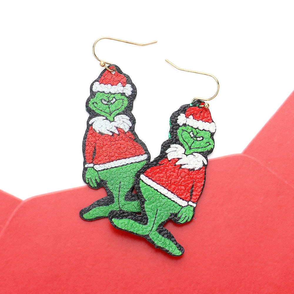 Christmas Santa Grinch & Glitter Stance Dangle Earrings