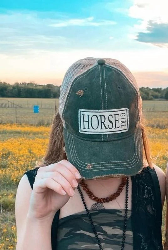 Horse Girl Distressed Trucker Hat