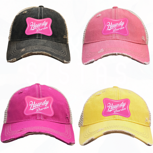 Howdy Darlin Pink Patch Trucker HAT