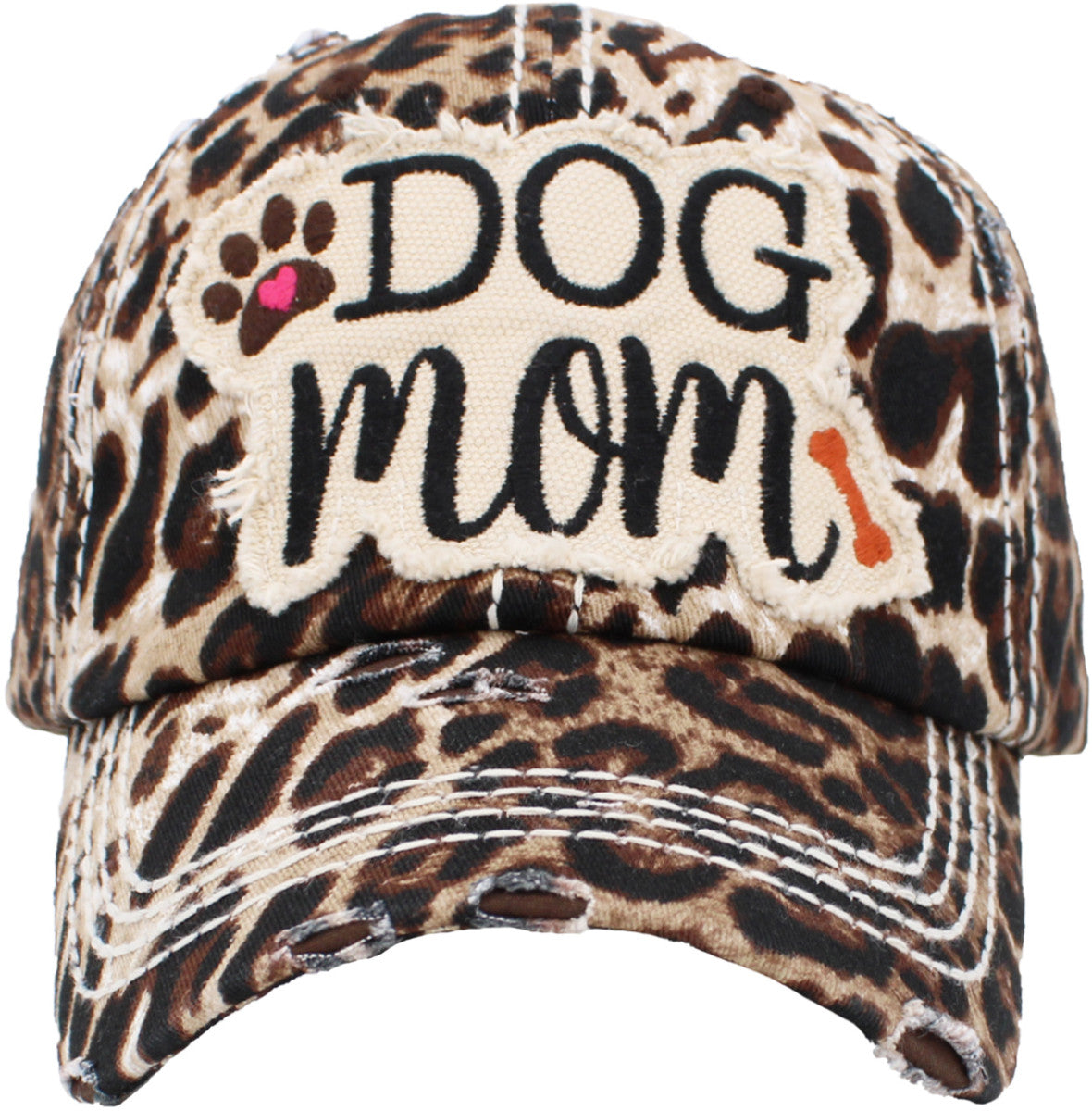 DOG MOM Patch Hats - Leopard or Turquoise