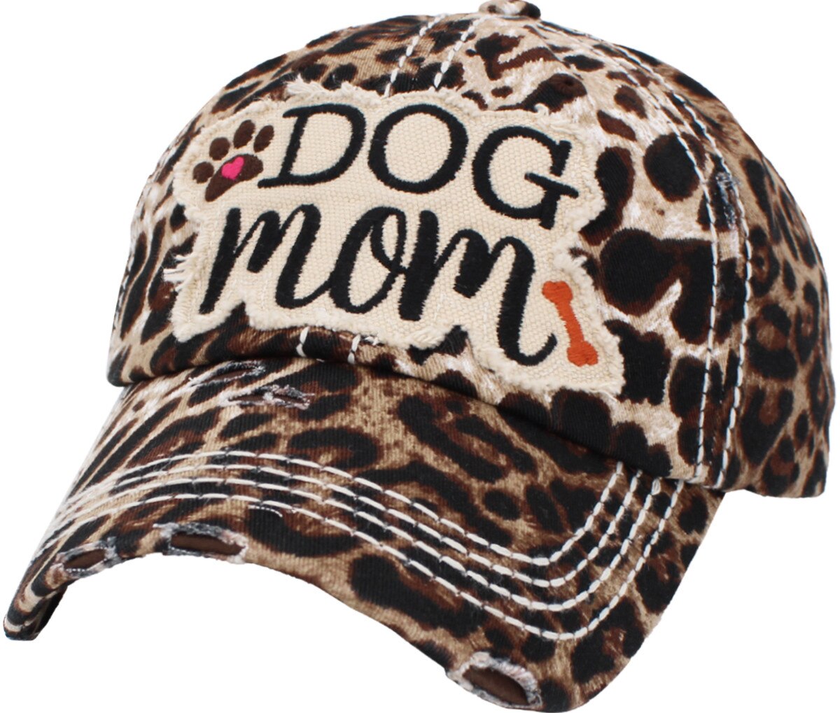 DOG MOM Patch Hats - Leopard or Turquoise