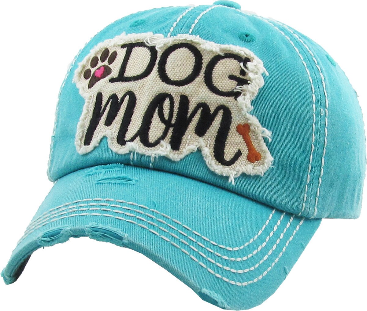 DOG MOM Patch Hats - Leopard or Turquoise