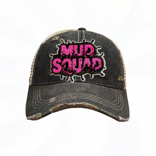 Sequinned MUD SQUAD Trucker Hats - Fun Colors