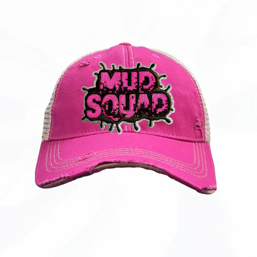 Sequinned MUD SQUAD Trucker Hats - Fun Colors