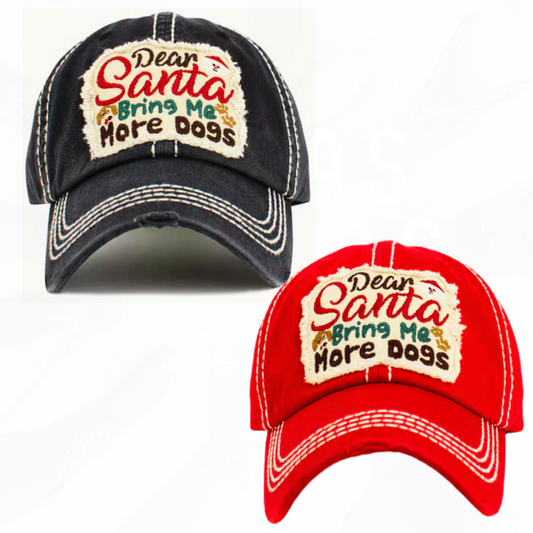 Christmas Dear Santa Bring Me More Dogs Hats - Red or Black