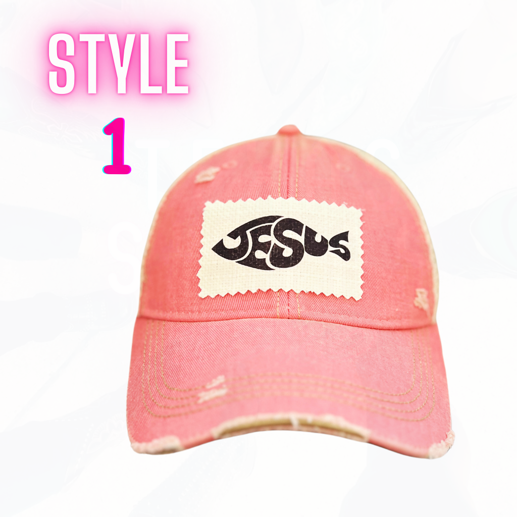 JESUS CHUBBY FISH PATCH HATS- 8 COLORS