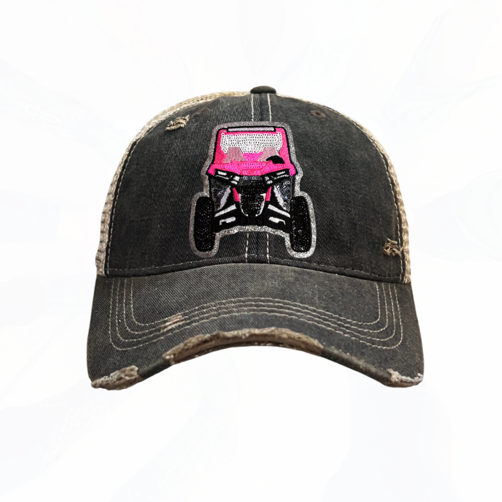 Sequinned PINK ATV 4 Wheeler Trucker Hats T - 4 Colors