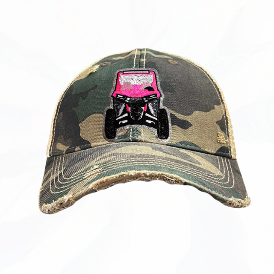 Sequinned PINK ATV 4 Wheeler Trucker Hats T - 4 Colors