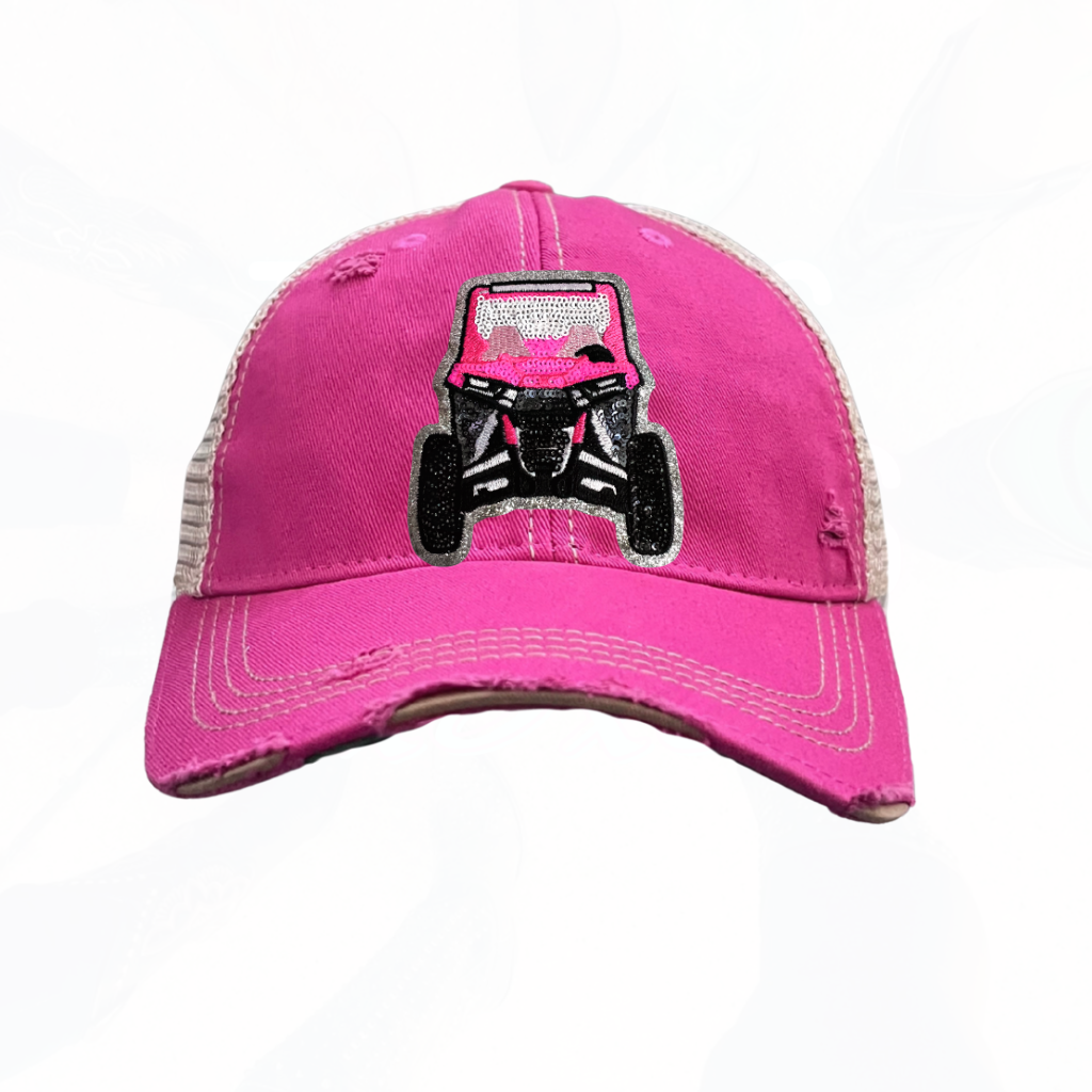 Sequinned PINK ATV 4 Wheeler Trucker Hats T - 4 Colors