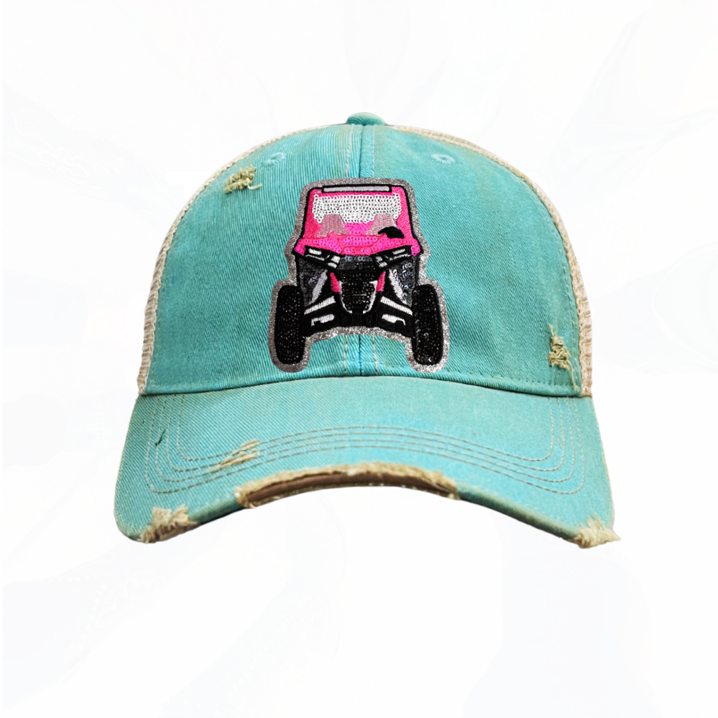 Sequinned PINK ATV 4 Wheeler Trucker Hats T - 4 Colors