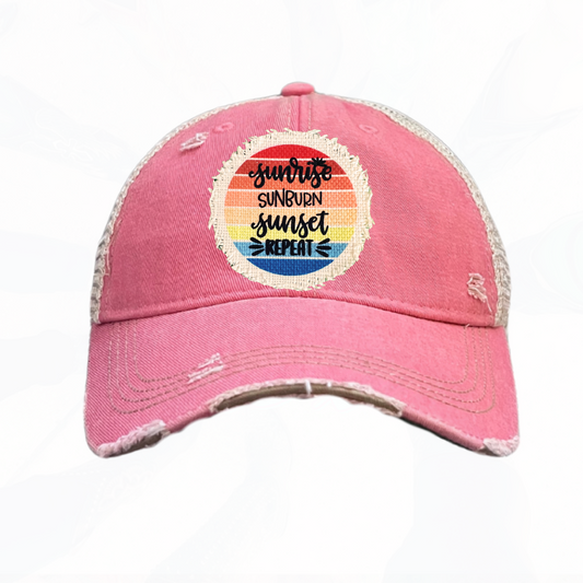 Sunrise Sunburn Sunset Repeat Trucker Hat - 8 Hat Colors