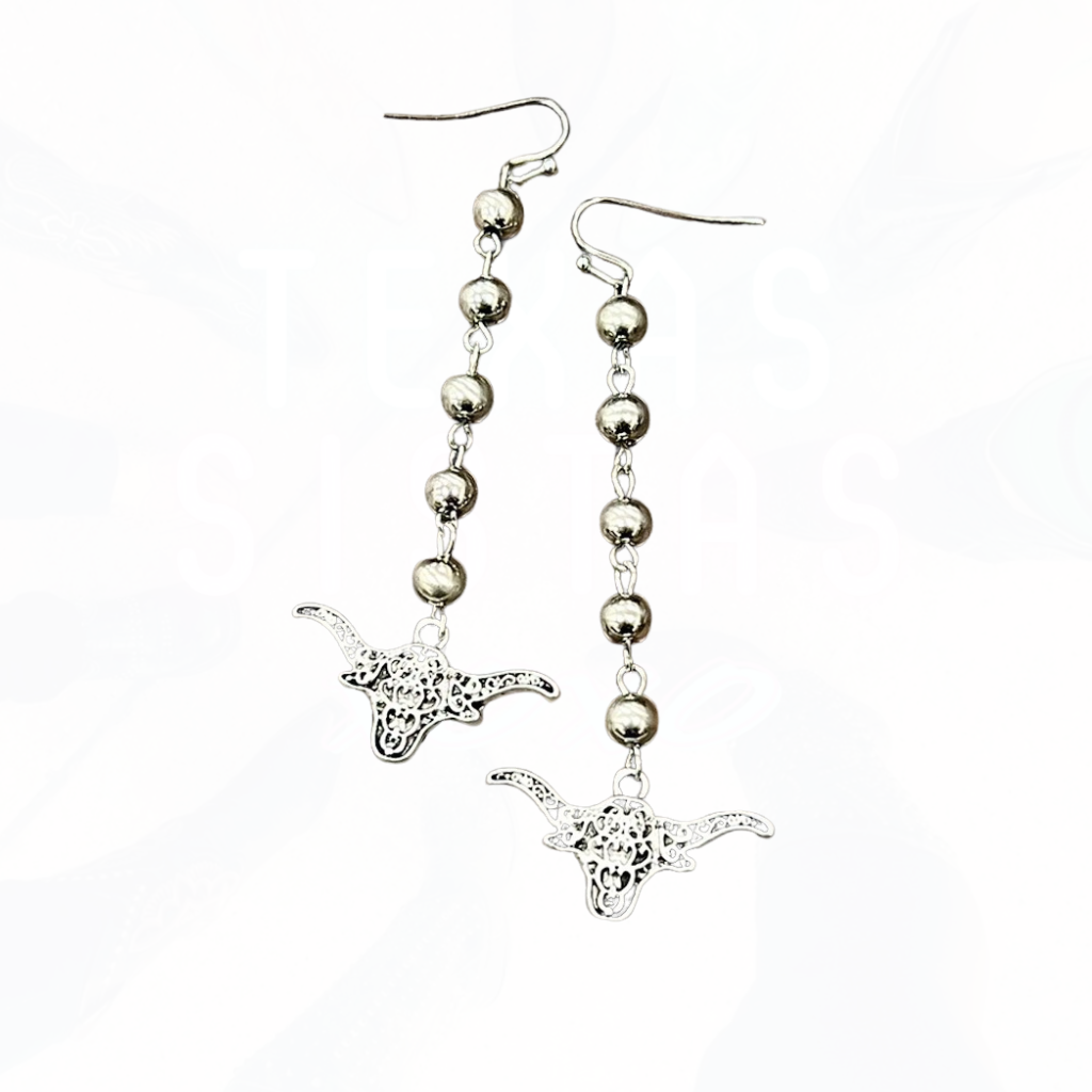 Navajo Bead Longhorn Drop Earrings