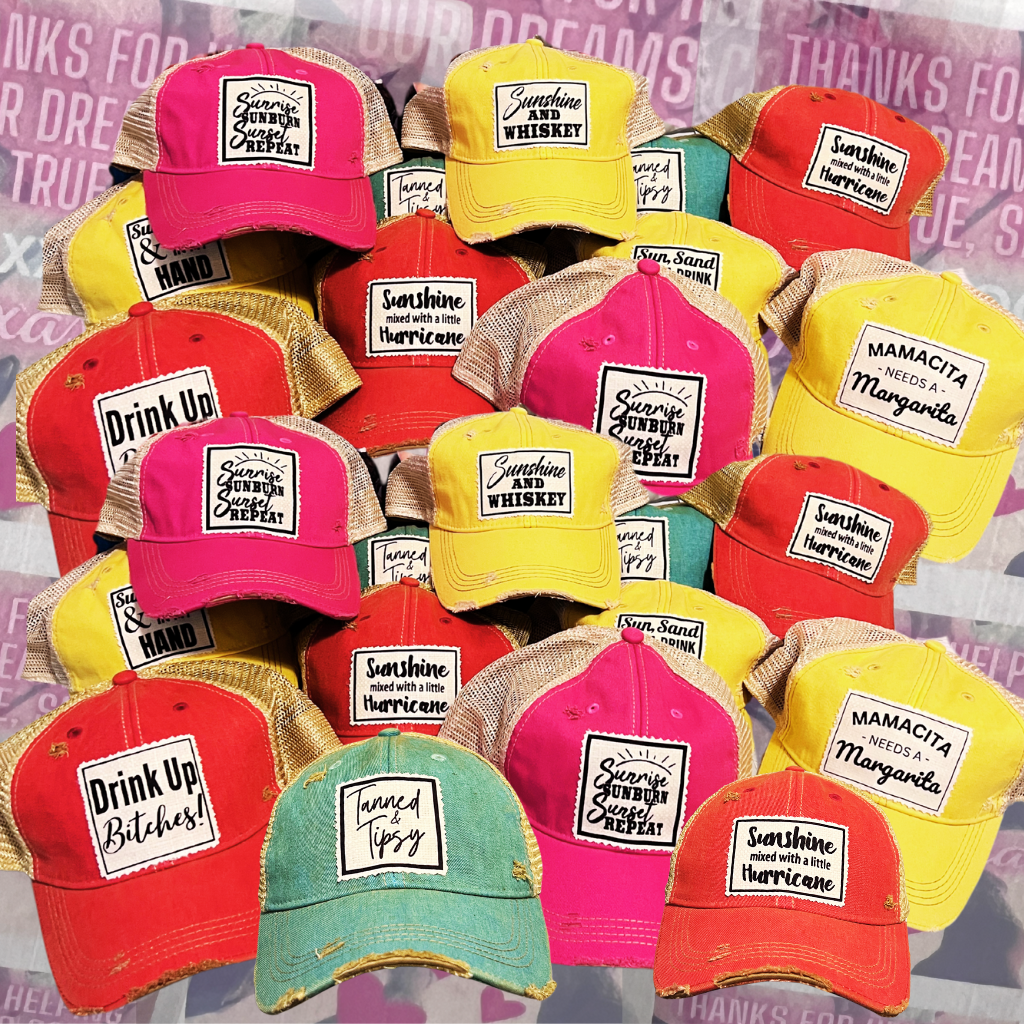 Sunrise Sunburn Sunset Repeat Trucker Hat - Yellow