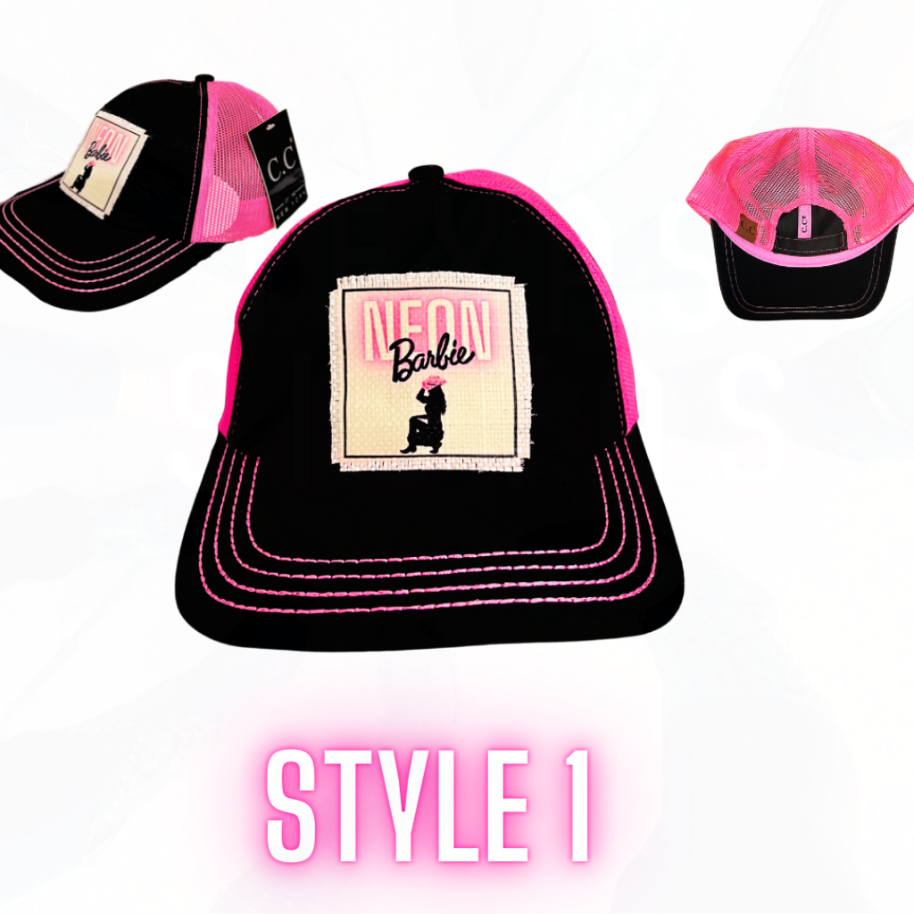 NEON Barbie Trucker Hat - CC or Distressed So Cute!