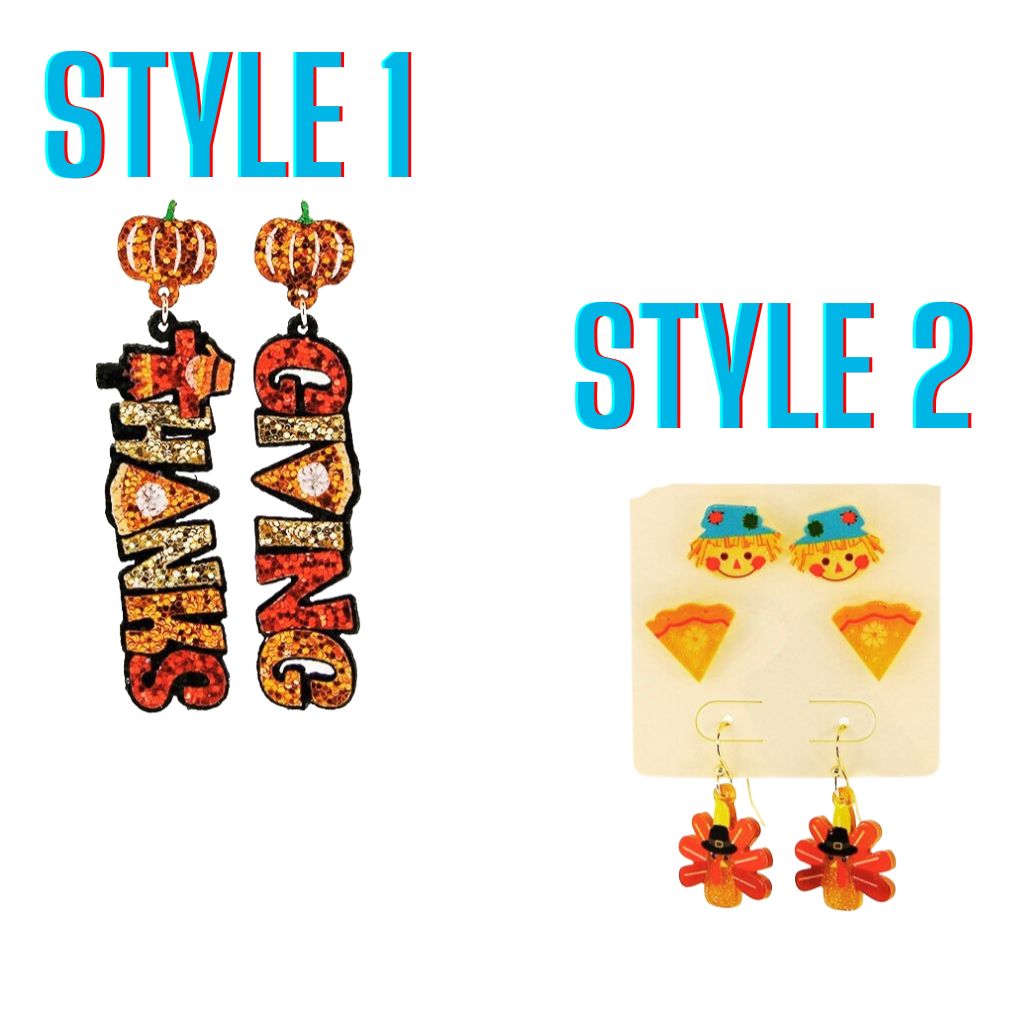 Thanksgiving Confetti Glitter Earrings - Many Styles
