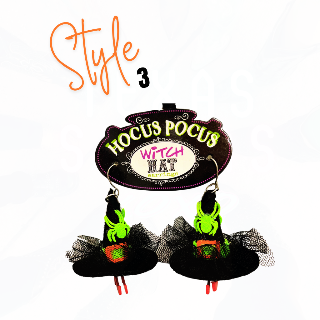 Halloween Hocus Pocus Witch Hat Earrings - 3 Styles