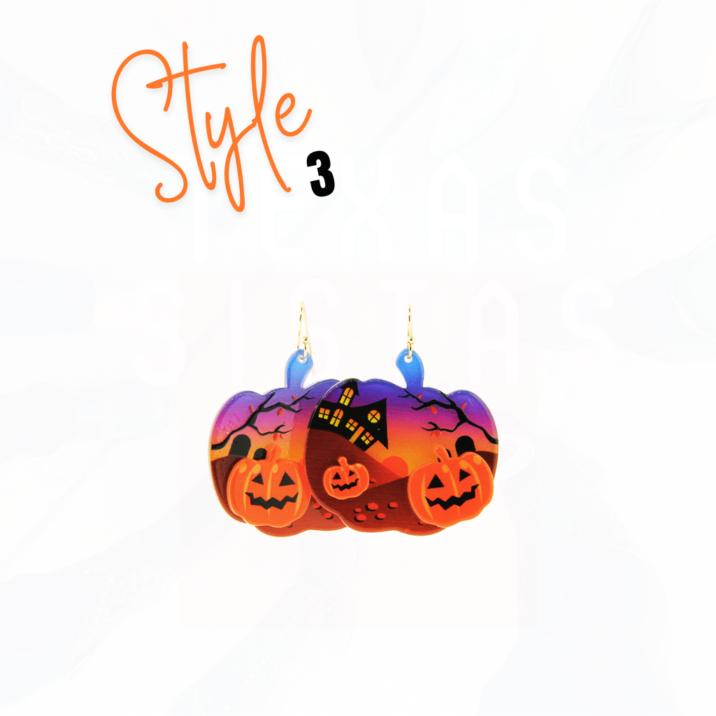 Howdy Pumpkin Halloween Earrings 2 - 4 Styles