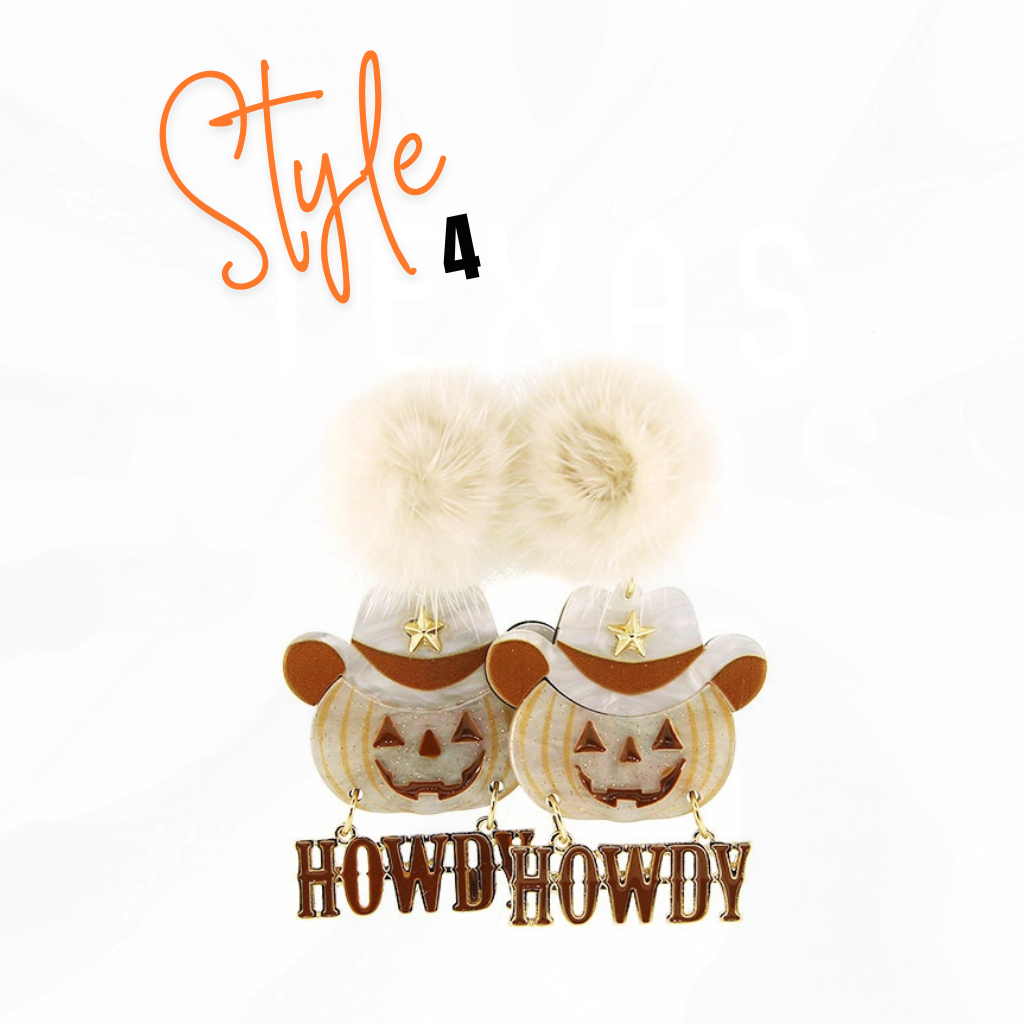 Howdy Pumpkin Halloween Earrings - 4 Styles