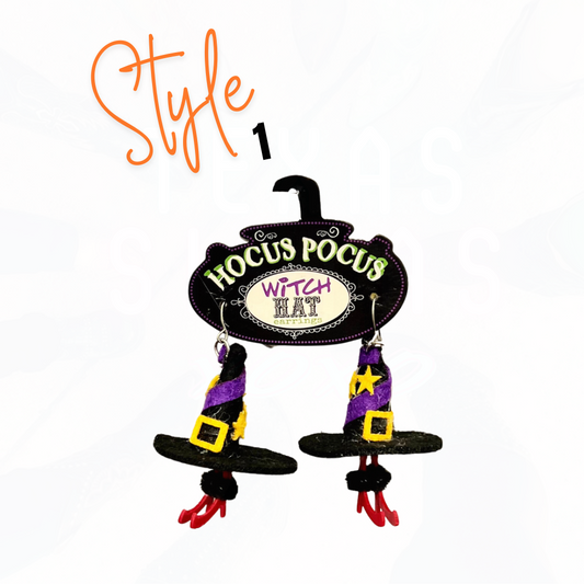 Halloween Hocus Pocus Witch Hat Earrings - 3 Styles