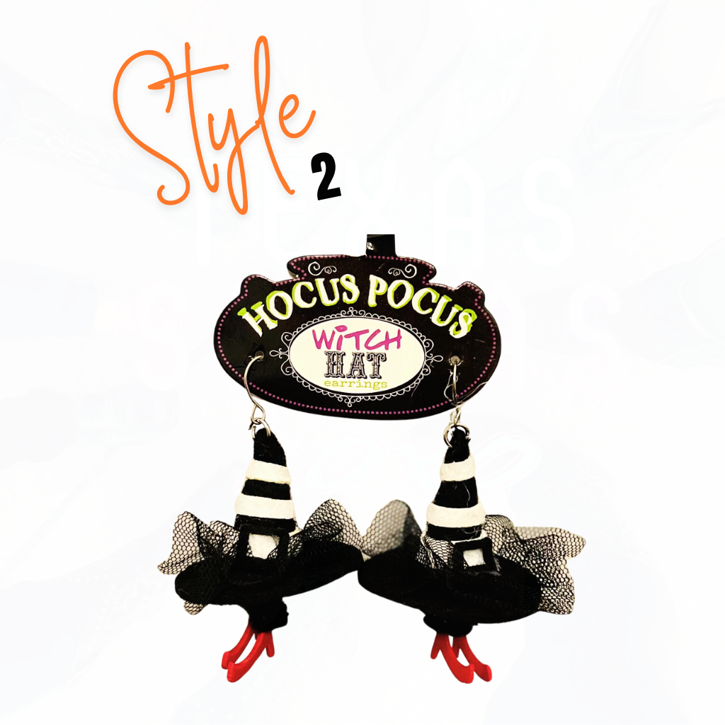 Halloween Hocus Pocus Witch Hat Earrings - 3 Styles
