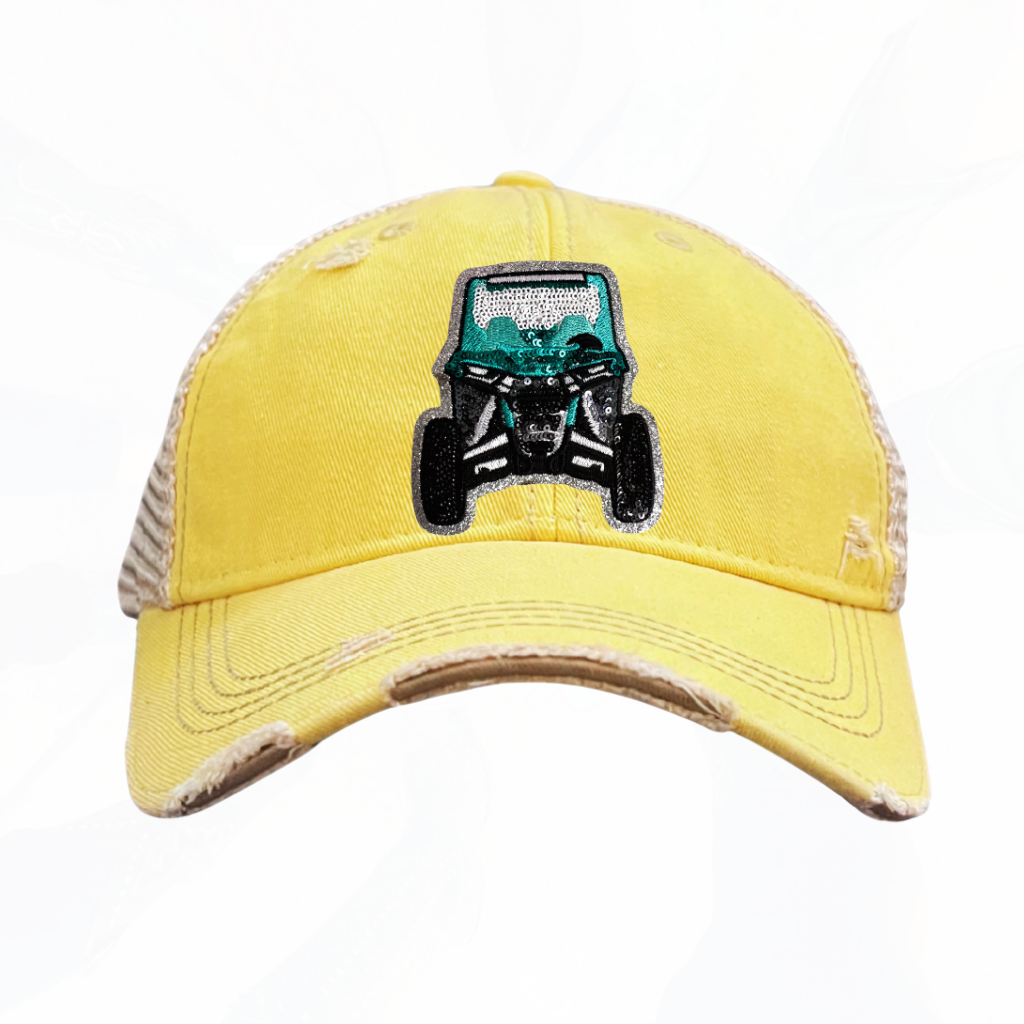 Sequinned Turquoise ATV 4 Wheeler Trucker Hats T - 8 Colors