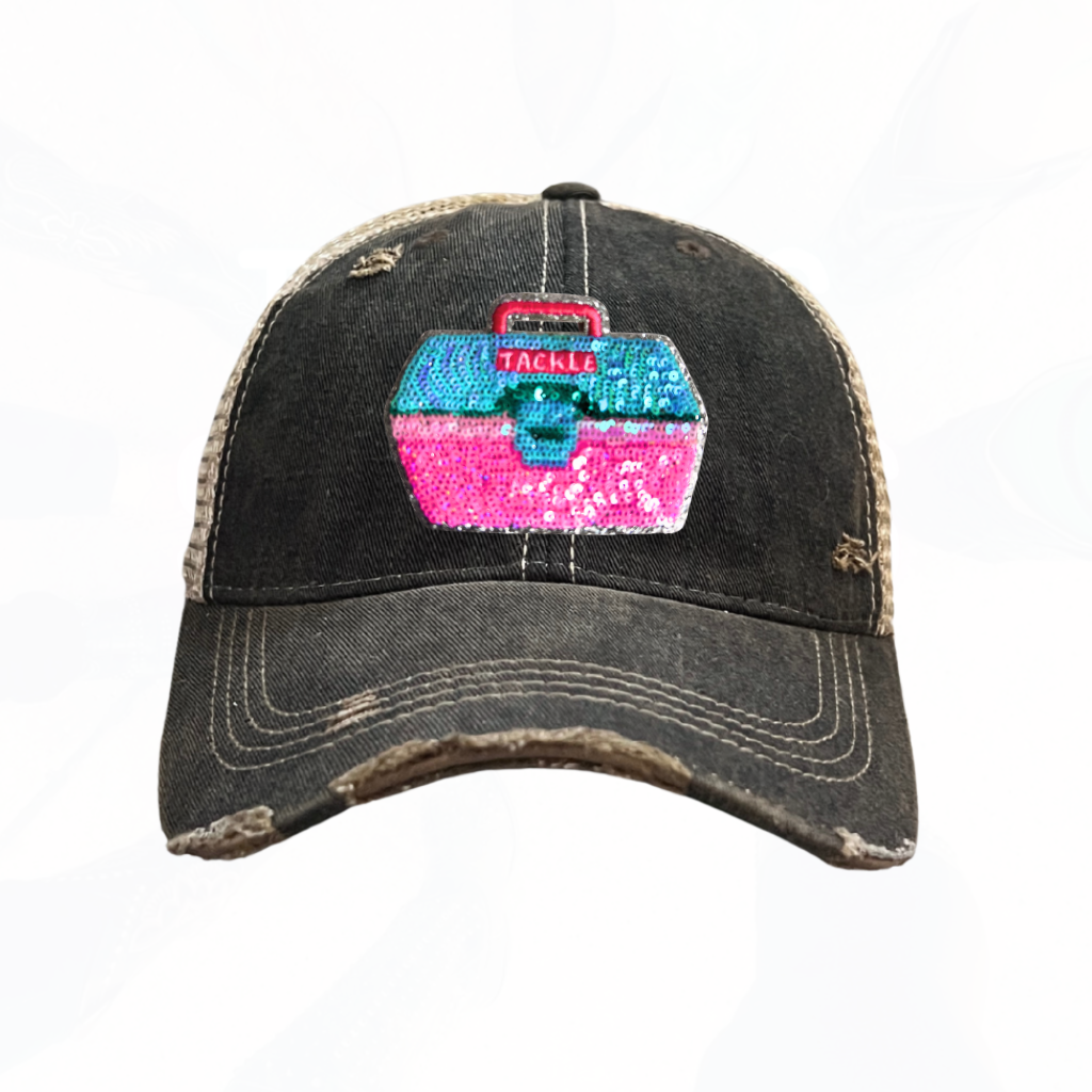 Sequinned Fishing Tackle Box Trucker Hats - Fun Colors