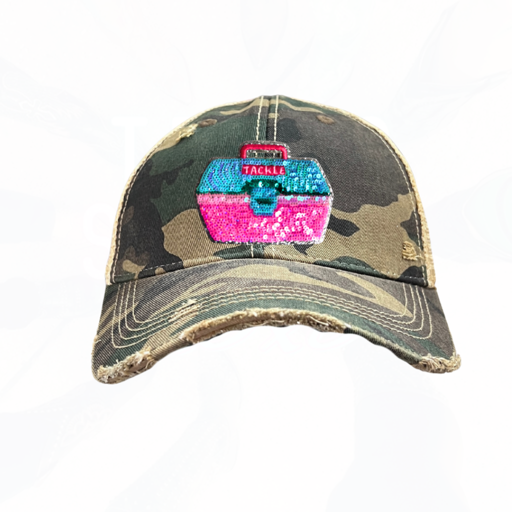 Sequinned Fishing Tackle Box Trucker Hats - Fun Colors