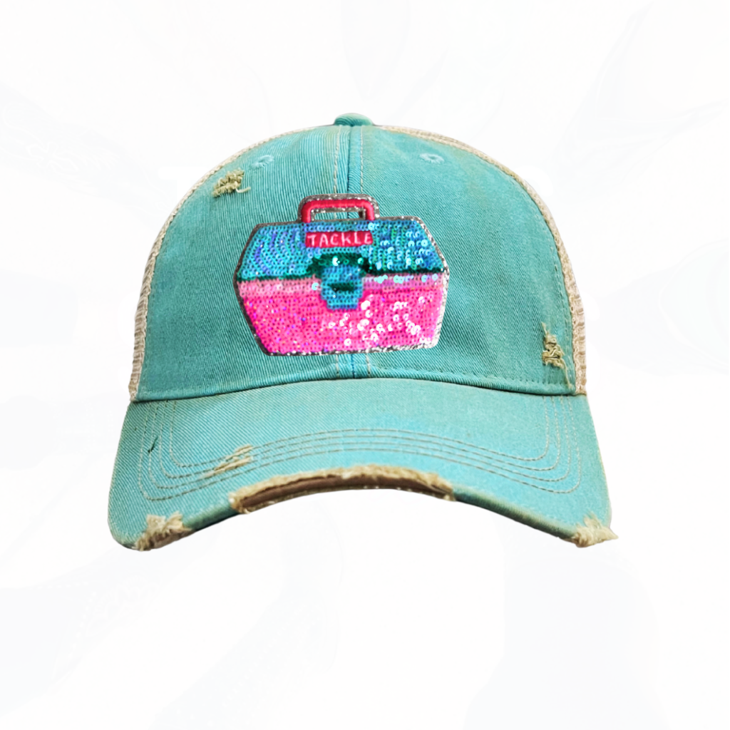Sequinned Fishing Tackle Box Trucker Hats - Fun Colors