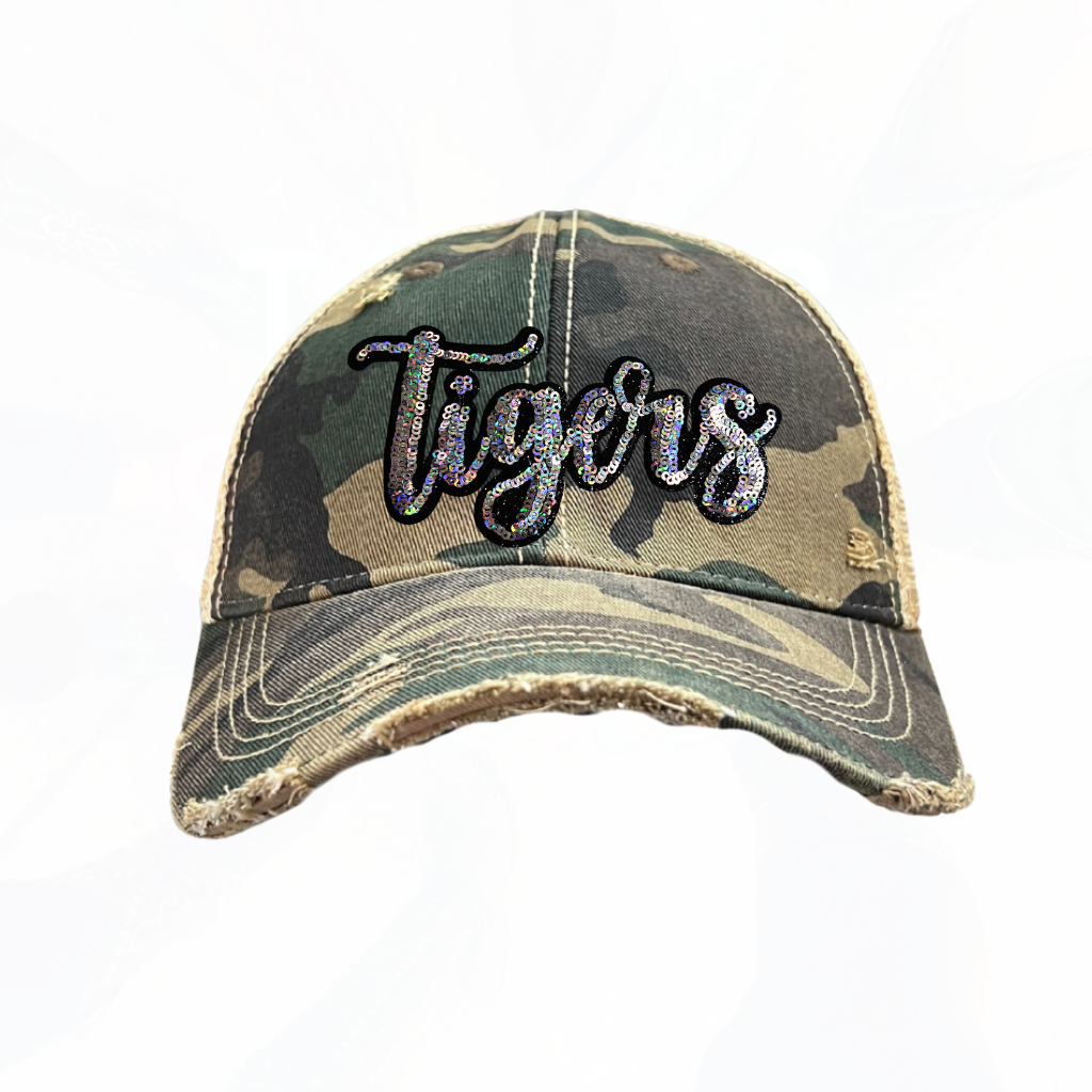 Sequinned Bling TIGERS Trucker Hats - 8 Colors