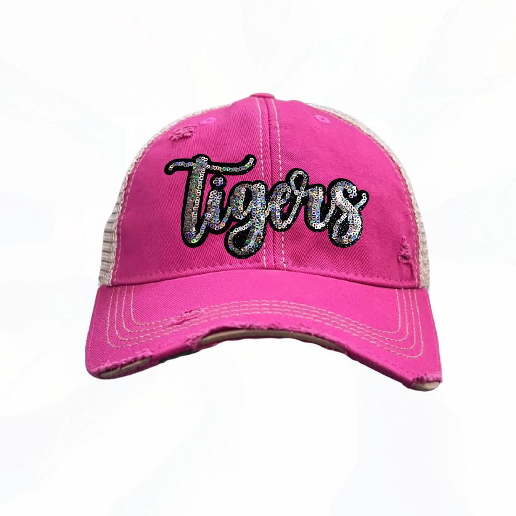 Sequinned Bling TIGERS Trucker Hats - 8 Colors