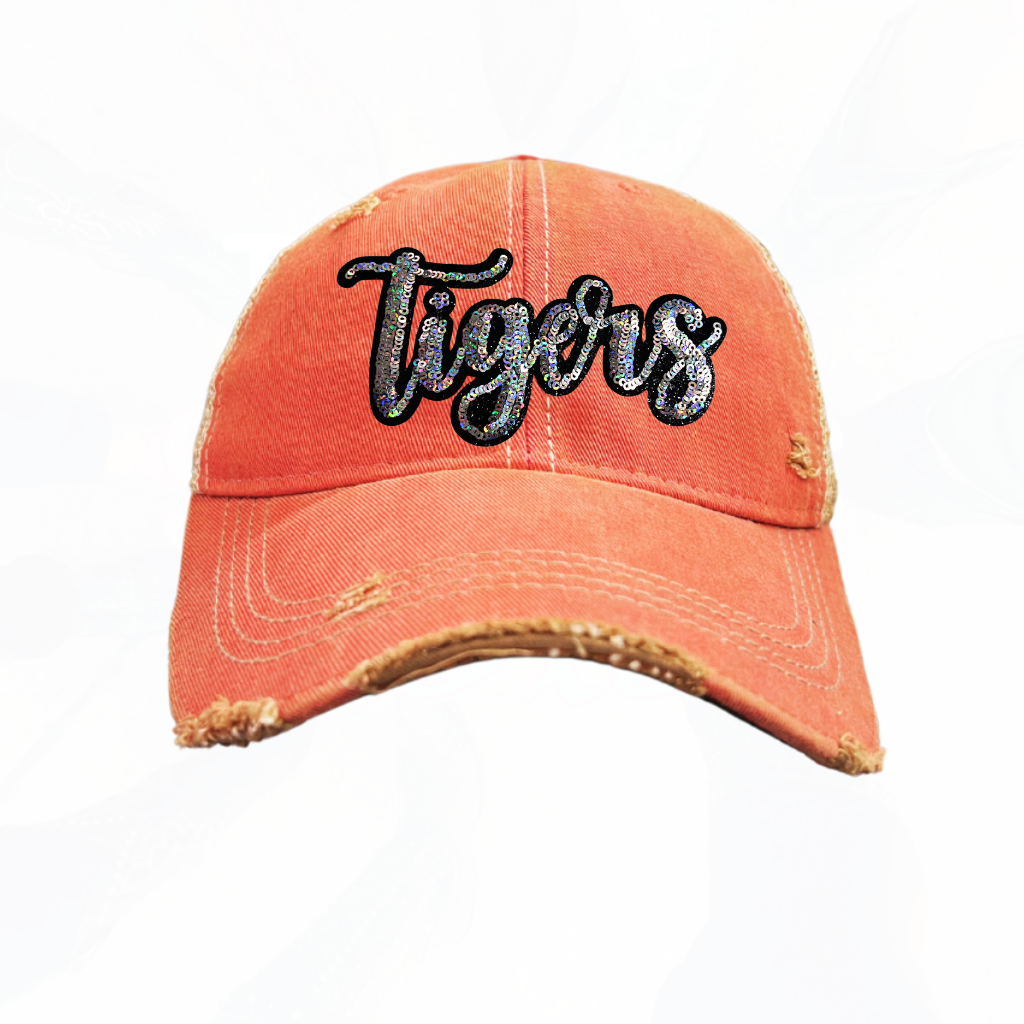 Sequinned Bling TIGERS Trucker Hats - 8 Colors