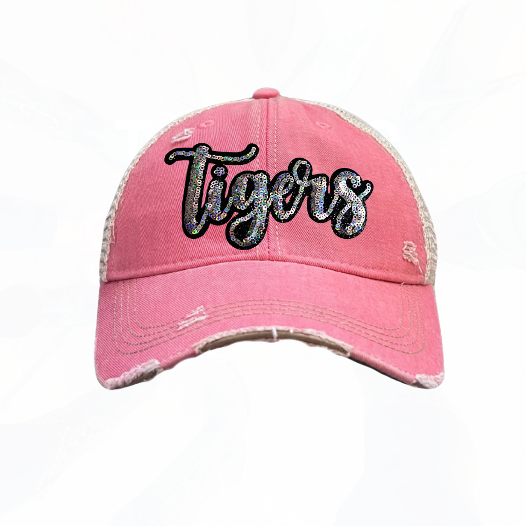 Sequinned Bling TIGERS Trucker Hats - 8 Colors