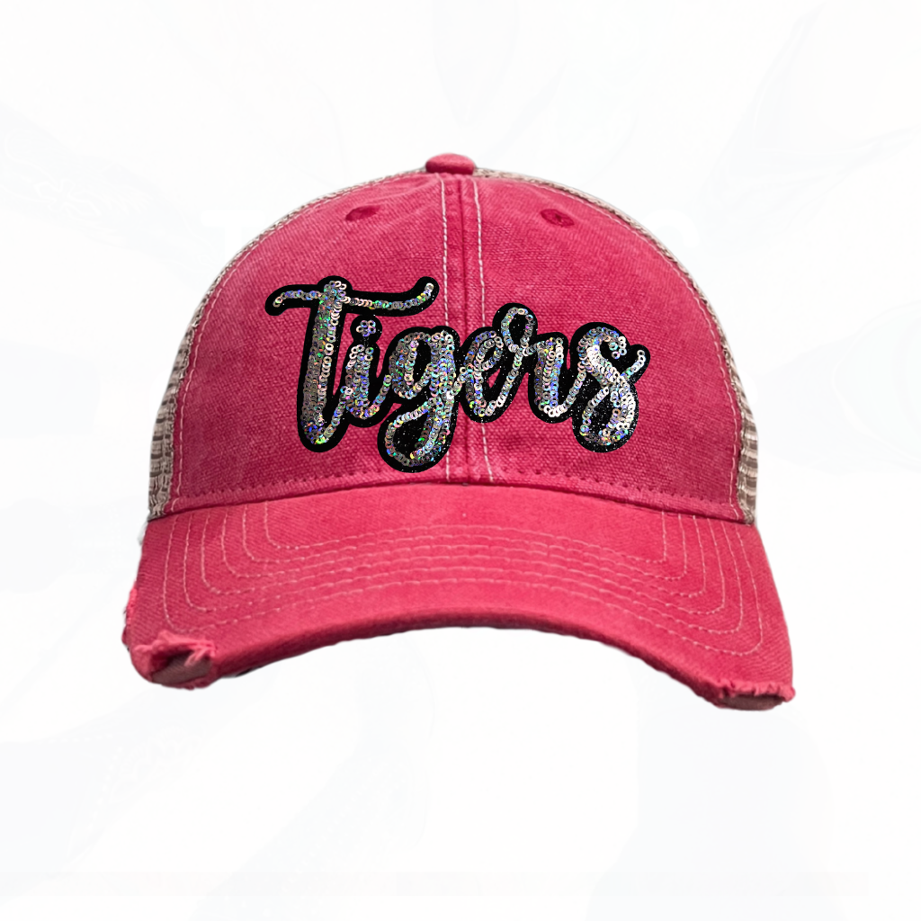 Sequinned Bling TIGERS Trucker Hats - 8 Colors