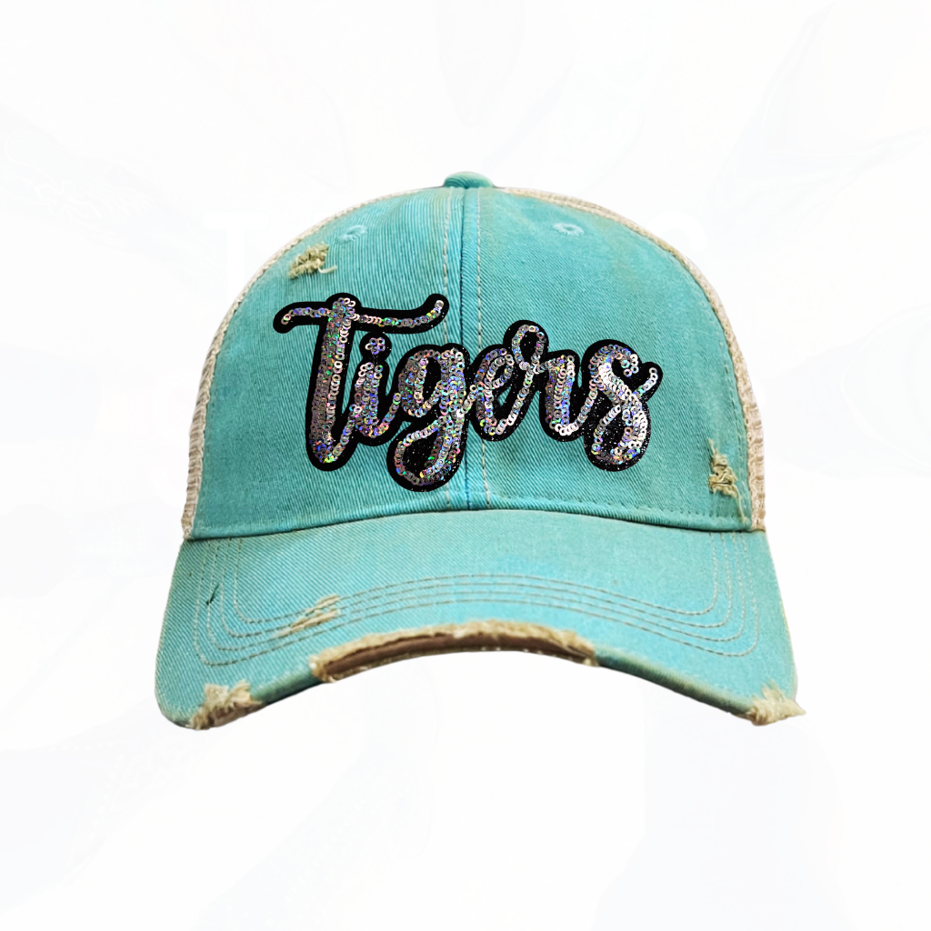 Sequinned Bling TIGERS Trucker Hats - 8 Colors