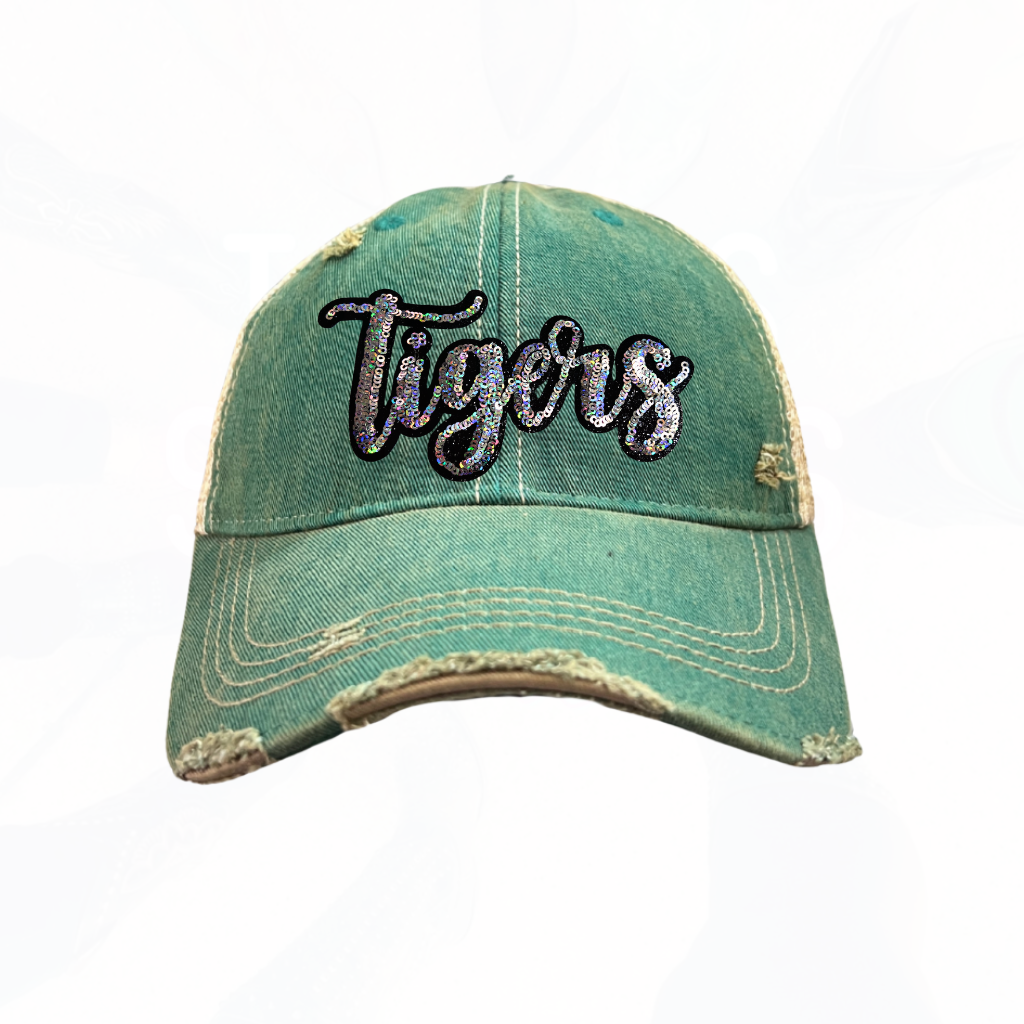 Sequinned Bling TIGERS Trucker Hats - 8 Colors